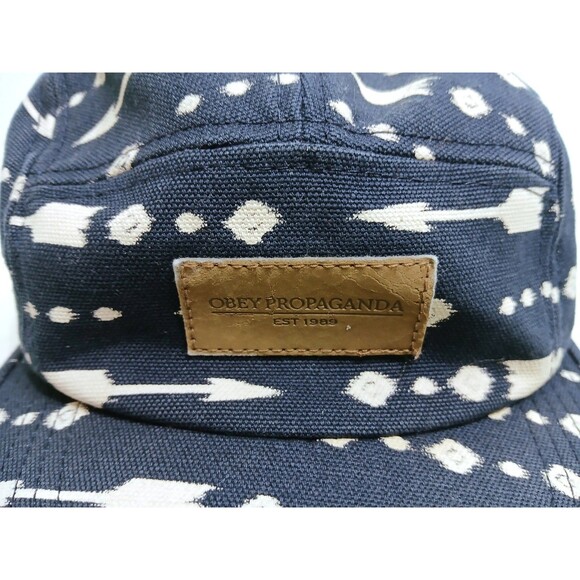 Obey Propaganda 5 Panel Ball Cap  Blue Canvas Arrows Diamonds Southwest Tribal - Picture 2 of 8